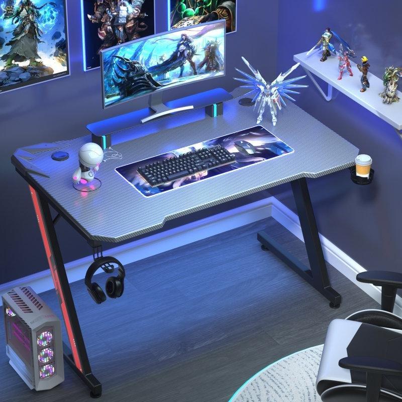 Siyah Akrilik Z Ayaklı Kablolu Düzenlemeli Bilgisayar Masası-75x112x60 cm - 116757