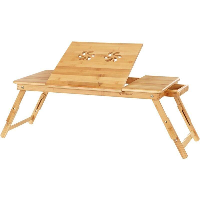 Siyah Bambu 5 Kademeli Ayarlanabilir Bilgisayar Masası-72x35x30 cm - 114622
