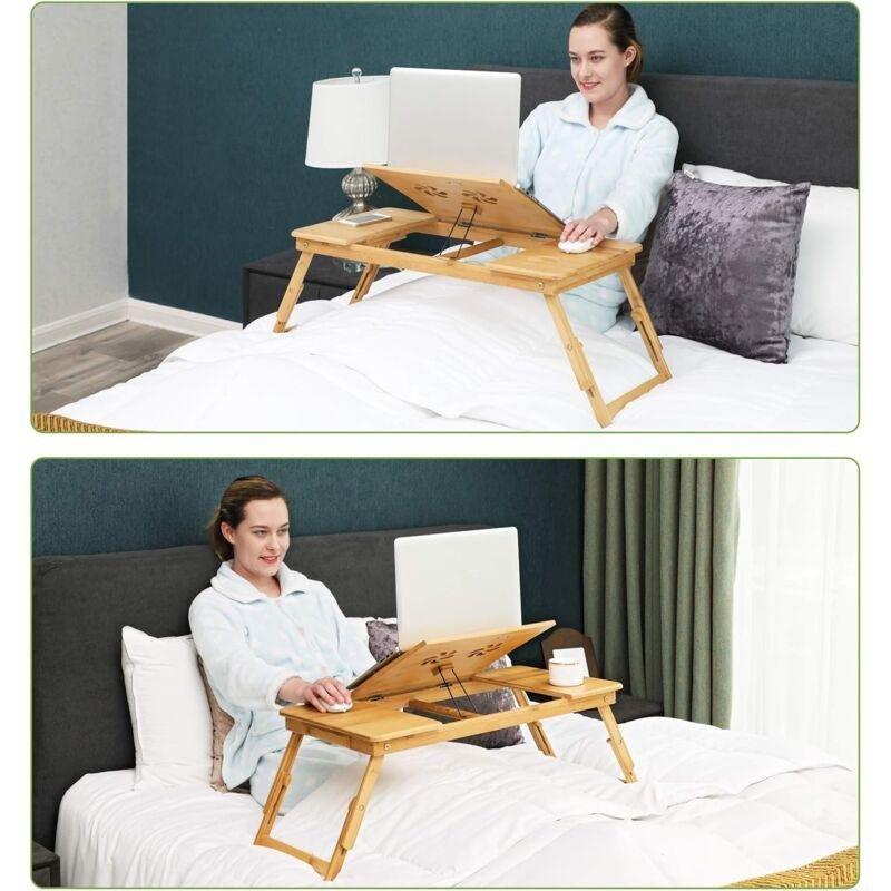 Siyah Bambu 5 Kademeli Ayarlanabilir Bilgisayar Masası-72x35x30 cm - 114622