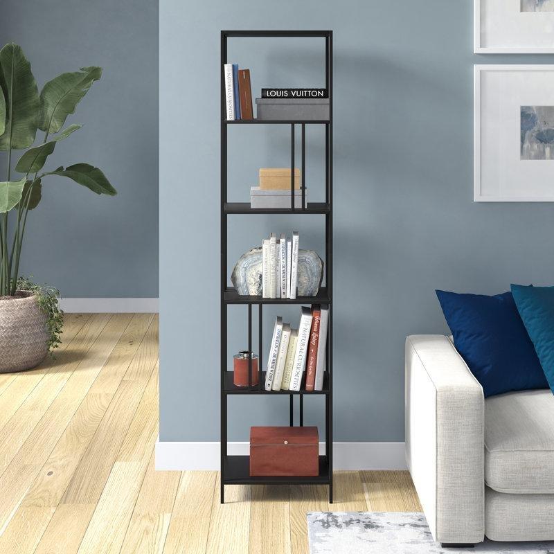 Siyah Bronz Çelik 5 Raflı Dikey Etagere Kitaplık - 46x39x194 cm - 141763