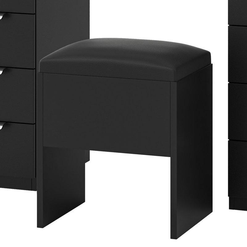 Siyah Cam Tablalı 10 Çekmeceli LED Işıklı Makyaj Masası - 117 cm - 121735