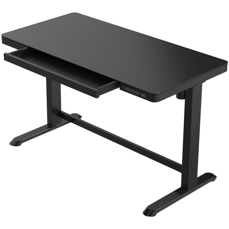 Siyah Cam USB Girişli Elektrikli Bilgisayar Masası-120x60x121 cm - 114601
