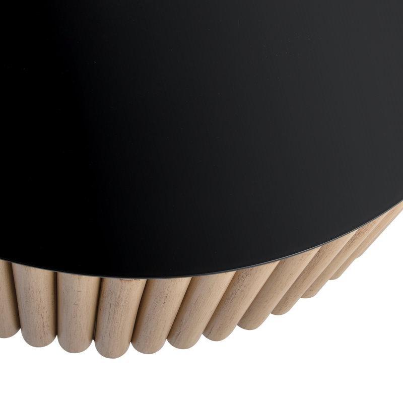 Siyah Cam Yivli Ceviz Cam Sehpa-44x92x92 cm - 117285