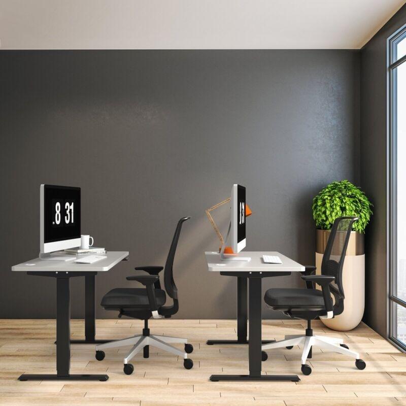 Siyah Çelik Çift Motorlu Ayarlanabilir Bilgisayar Masası-151x40x120 cm - 114295