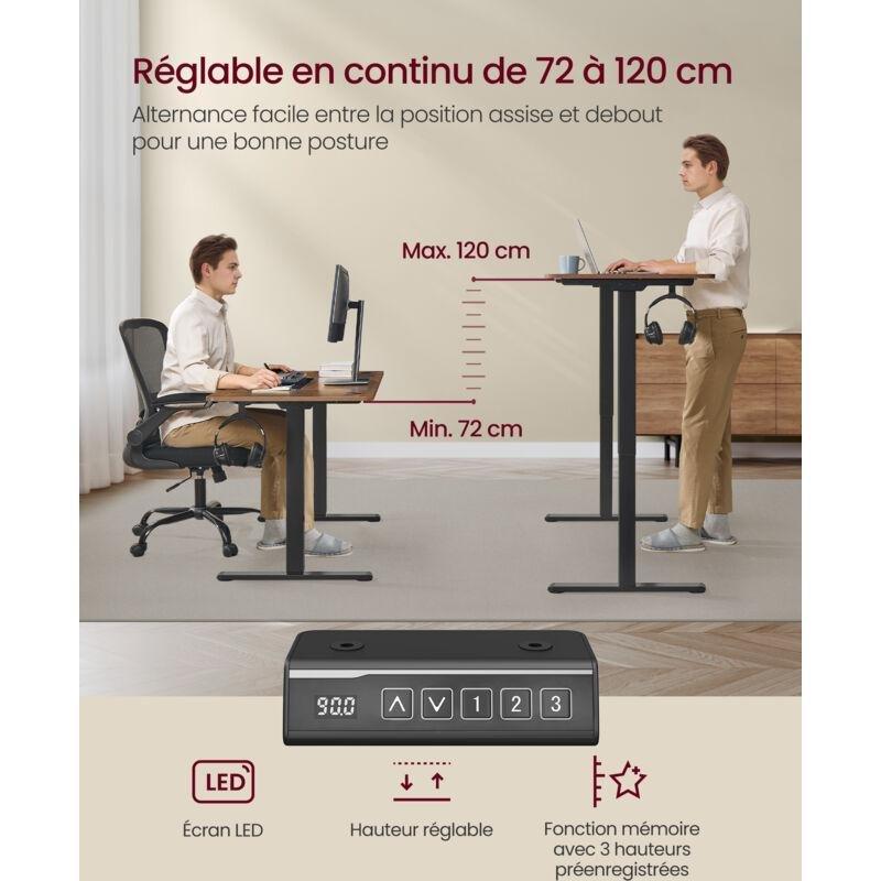 Siyah Çelik Elektrikli Hafızalı Ayarlanabilir Bilgisayar Masası-59x140x120 cm - 114310