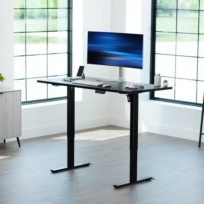 Siyah Çelik Tek Motorlu Hafızalı Elektrikli Ayarlanabilir Bilgisayar Masası-153x77 cm - 116469