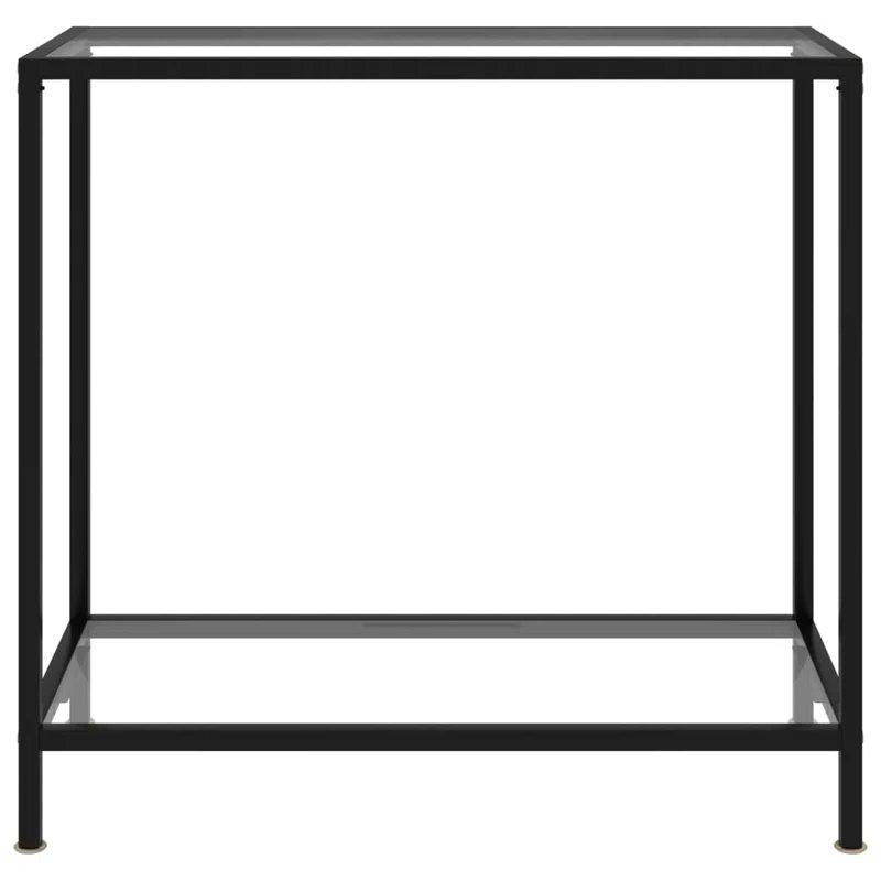 Siyah Çelik ve Temperli Cam Raflı Cam Dresuar - 80x35x75 cm - 131681