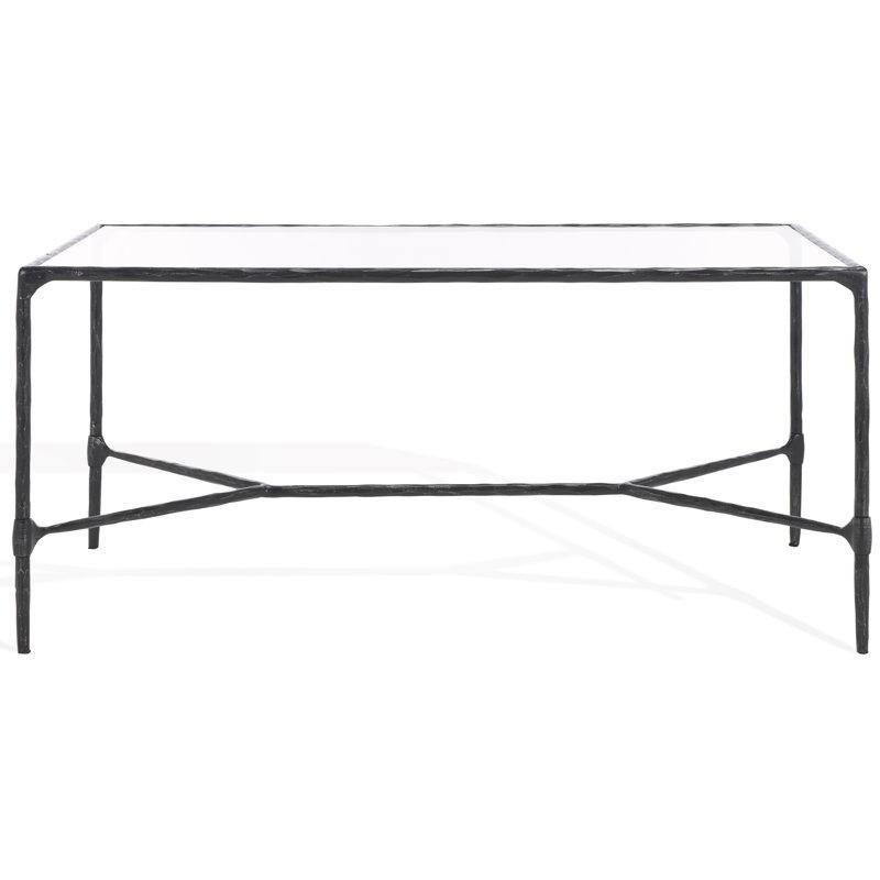 Siyah Demir Parlak Ferforje Cam Sehpa-46x102x56 cm - 117330