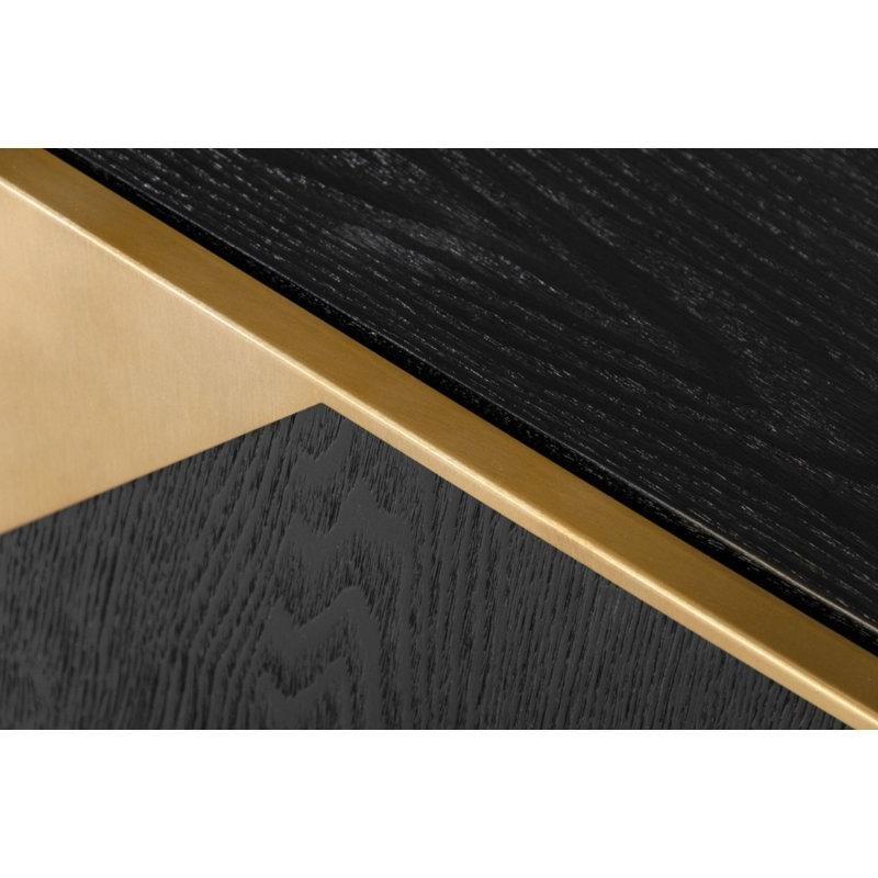 Siyah Dişbudak Kaplama Geometrik Desenli 4 Kapaklı Gold Konsol - 160 cm - 129007