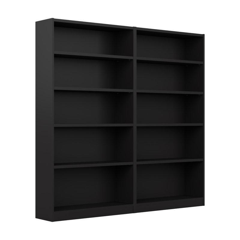 Siyah Endüstriyel Ahşap 5 Raflı 2li Set Kitaplık - 94x182x30 cm - 142030