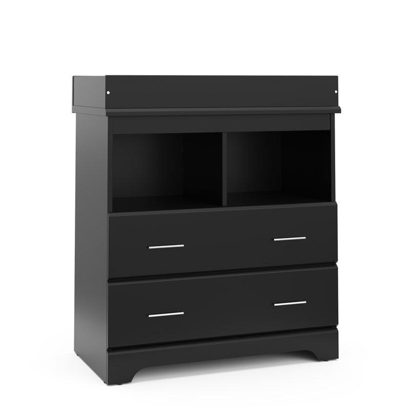 Siyah Endüstriyel Ahşap Alt Değiştirme Üniteli Raflı Şifonyer - 87x47x99 cm - 122506