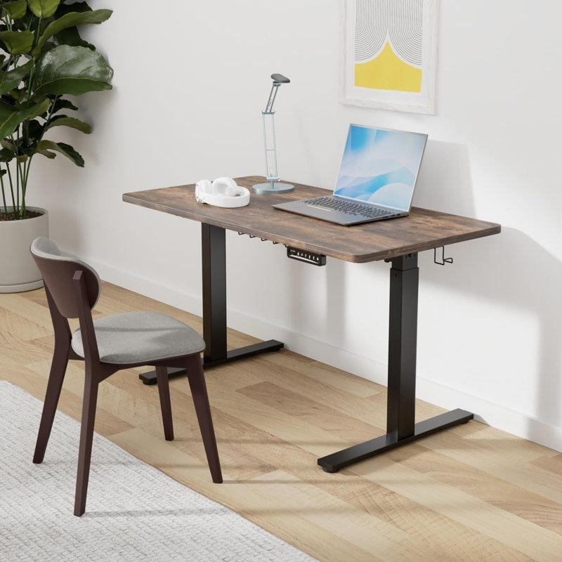 Siyah Endüstriyel Ahşap Elektrikli Ayarlanabilir Bilgisayar masası-160x61x117 cm - 116472