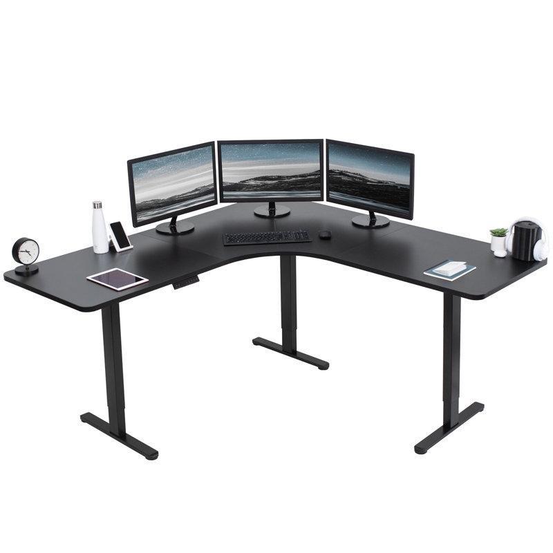 Siyah Endüstriyel Ahşap Elektrikli Ayarlanabilir Bilgisayar Masası-181x65x123 cm - 116451
