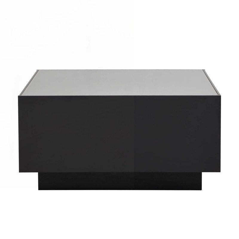 Siyah Endüstriyel Ahşap LED Işıklı Cam Sehpa-36x71x71 cm - 117741