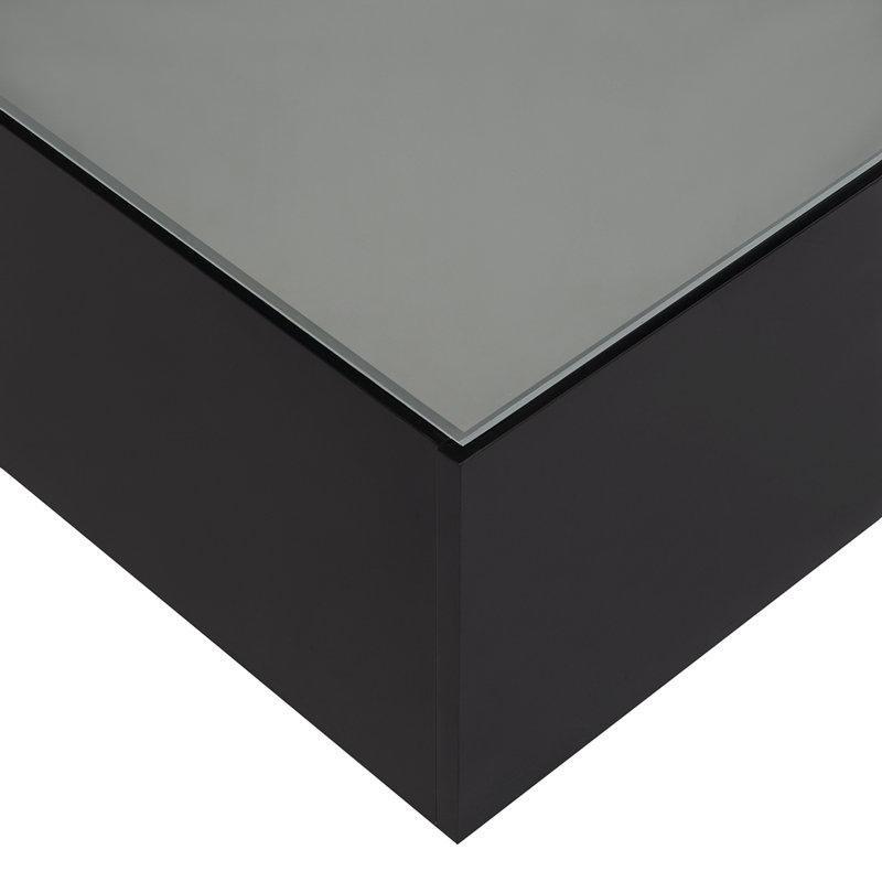 Siyah Endüstriyel Ahşap LED Işıklı Cam Sehpa-36x71x71 cm - 117741
