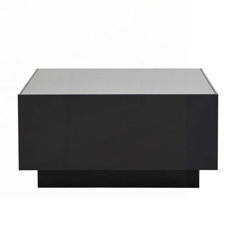 Siyah Endüstriyel Ahşap LED Işıklı Cam Sehpa-36x71x71 cm - 117741