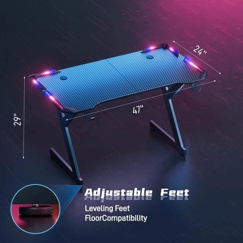 Siyah Endüstriyel Ahşap Ledli Kablo Yönetimli Bilgisayar Masası-74x120x61 cm - 116883