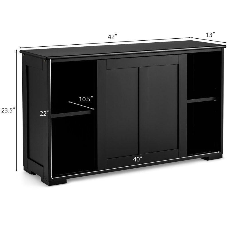 Siyah Endüstriyel Ahşap Sürgülü Kapaklı Konsol - 107x34x63 cm - 128725