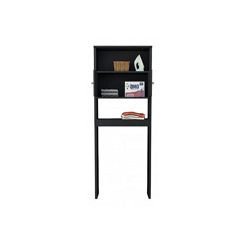 Siyah FSC Sertifikalı Melamin Kaplı Yonga Levha Raflı Çamaşır Makinesi Dolabı-75x175x22 cm - 117927