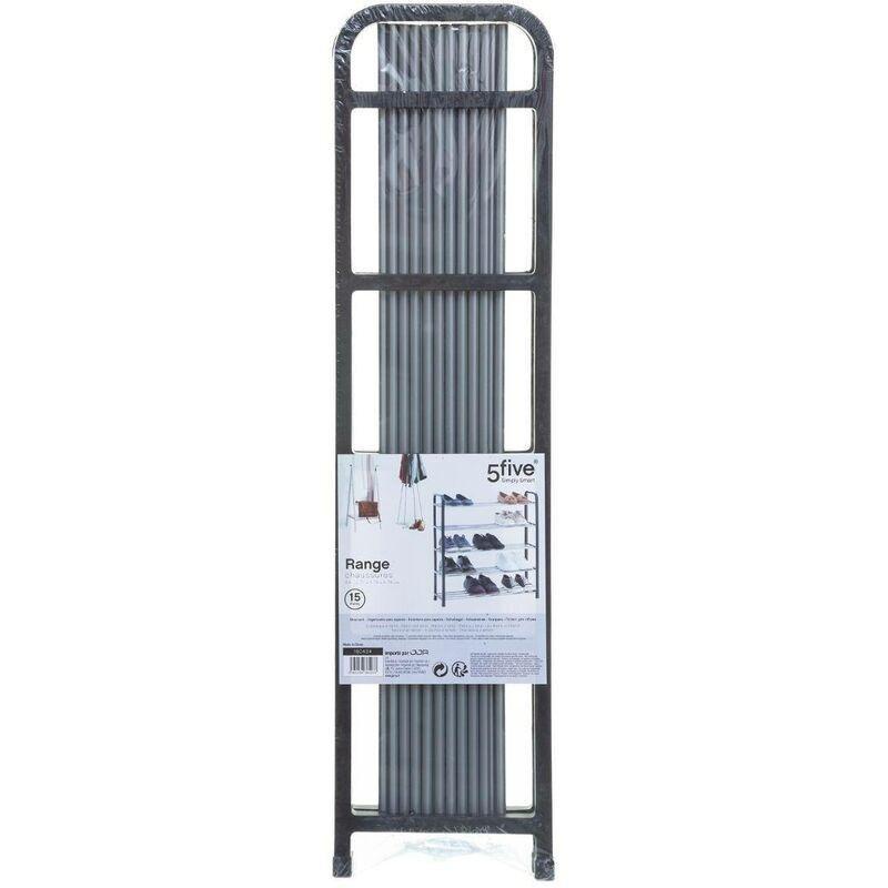 Siyah Gri Metal 5 Katlı Portatif Ayakkabılık - 71x19x76 cm - 119916