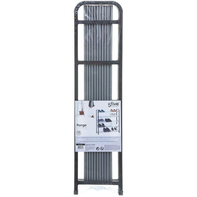 Siyah Gri Metal 5 Katlı Portatif Ayakkabılık - 71x19x76 cm - 119916