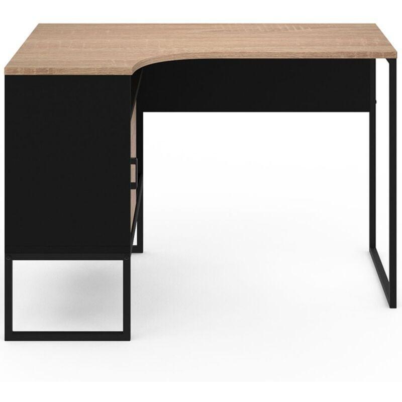 Siyah Kayın Görünümlü Sunta Raflı Köşe Bilgisayar Masası-111x73x75 cm - 115092