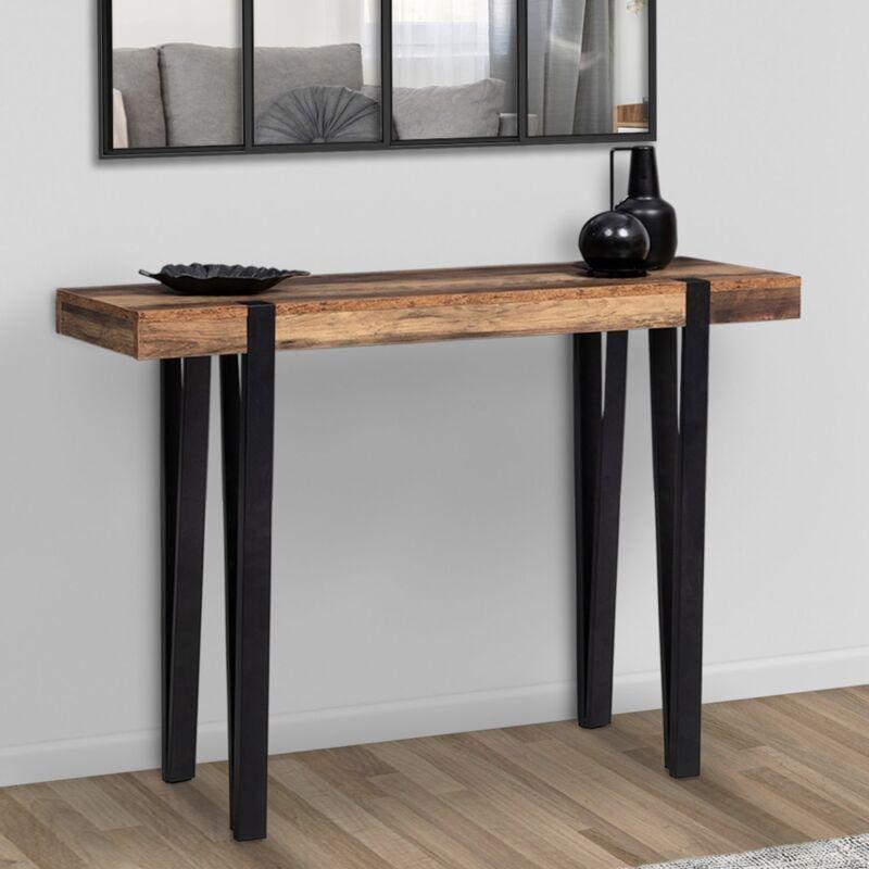 Siyah Koyu Ahşap Metal Firkete Ayaklı Dresuar - 100x30x75 cm - 133964