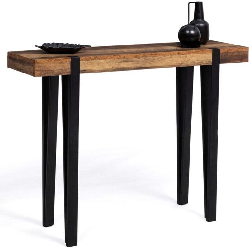 Siyah Koyu Ahşap Metal Firkete Ayaklı Dresuar - 100x30x75 cm - 133964