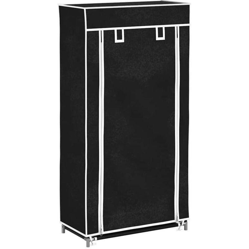 Siyah Kumaş Kapaklı 5 Raflı Portatif Ayakkabılık - 58x28x106 cm - 120241