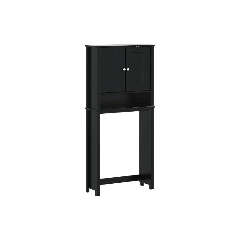 Siyah Masif Ahşap Kapaklı Çamaşır makinesi dolabı-76x165x27 cm - 117921