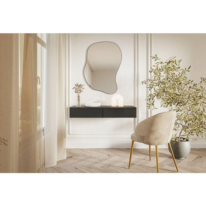 Siyah Mat Duvara Monte 2 Çekmeceli Makyaj Masası - 110x40x16 cm - 122314