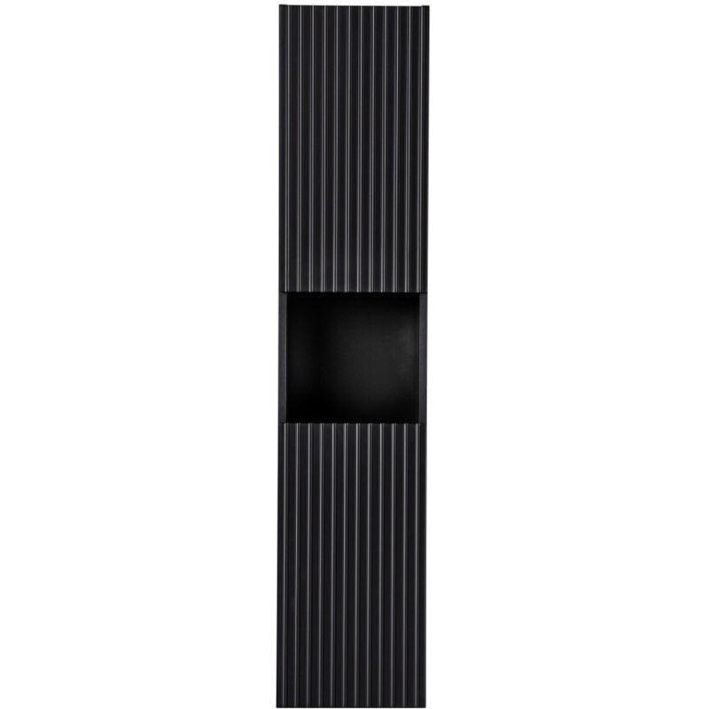 Siyah Mat MDF Asma Nişli 2 Kapaklı Banyo Dolabı-30x25x140 cm - 113628
