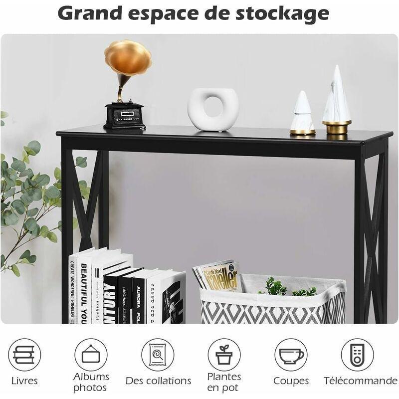 Siyah MDF İki Katlı Endüstriyel Tasarım Dresuar - 100x30x80 cm - 133879