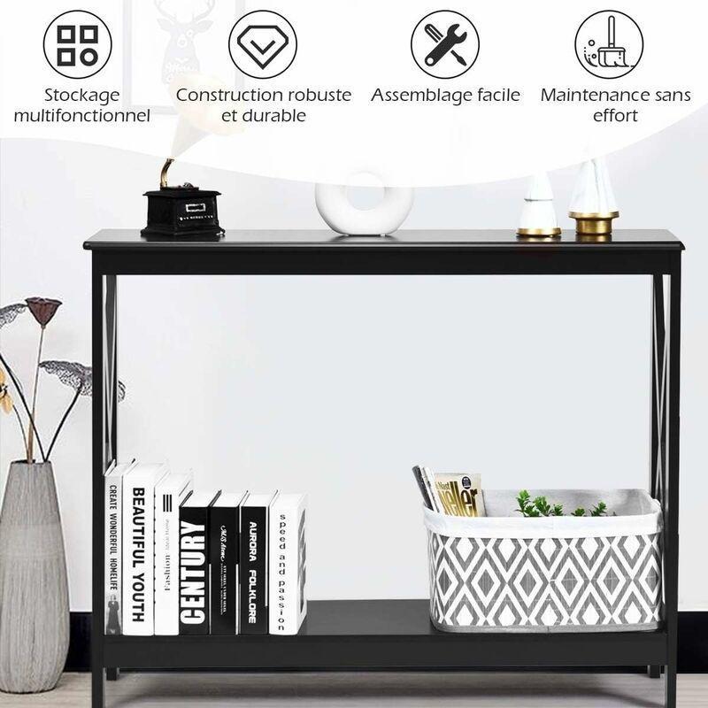 Siyah MDF İki Katlı Endüstriyel Tasarım Dresuar - 100x30x80 cm - 133879