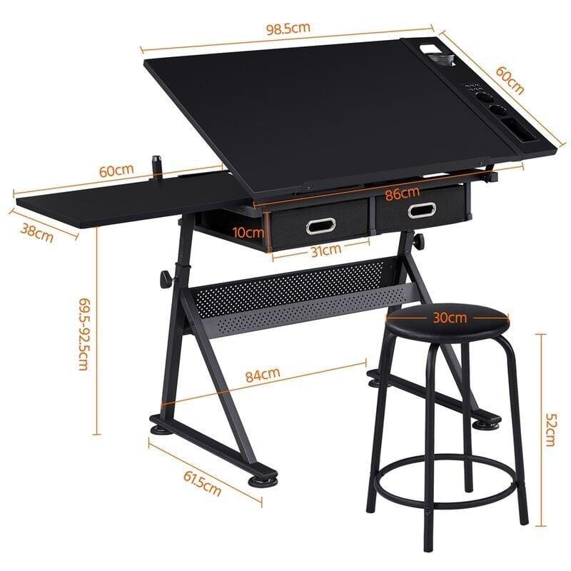 Siyah MDF Metal Ayarlanabilir Eğimli Oyuncu Bilgisayar Masası-121x60x93 cm - 116074