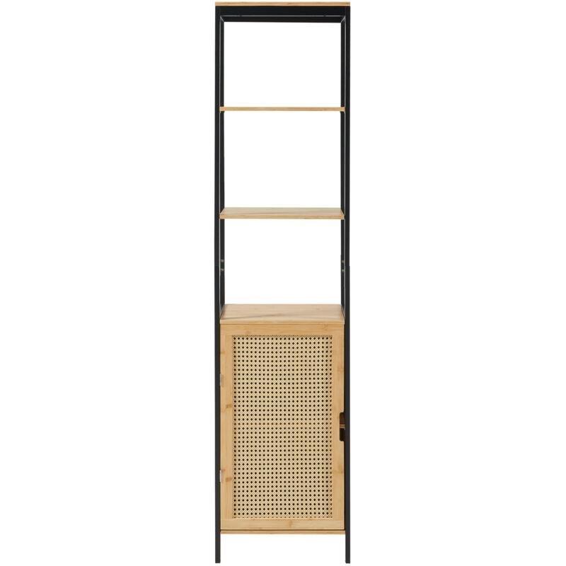 Siyah MDF Raflı Hasır Banyo Dolabı-172x40x35 cm - 114270