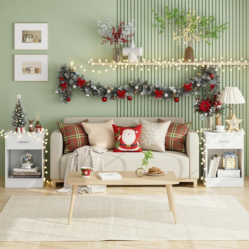 Siyah MDF Tek Çekmeceli ve Açık Raflı Komodin - 45x40x60 cm - 127544