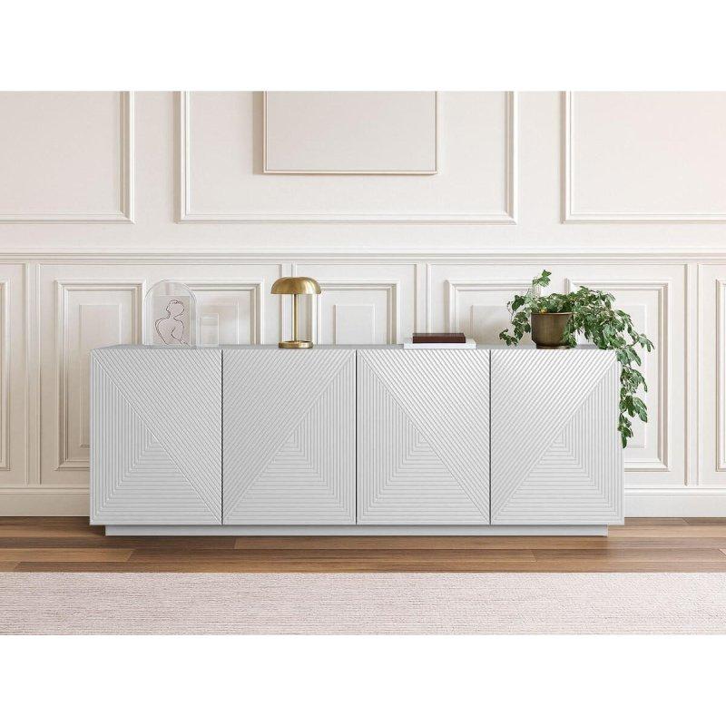 Siyah Meşe Balıksırtı Desenli 4 Kapaklı Konsol - 200x43x72 cm - 129314