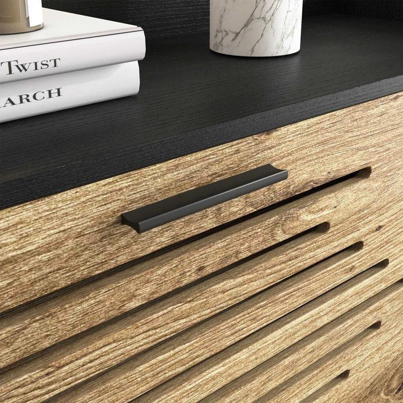 Siyah Meşe Metal ve Endüstriyel Ahşap 2 Düşer Kapaklı Havalandırmalı Ayakkabılık - 80x24x105 cm - 120865