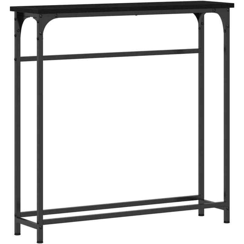 Siyah Meşe Rengi Metal ve Ahşap Raflı Endüstriyel Dresuar - 75x20x75 cm - 133940