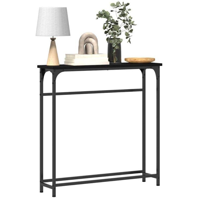 Siyah Meşe Rengi Metal ve Ahşap Raflı Endüstriyel Dresuar - 75x20x75 cm - 133940
