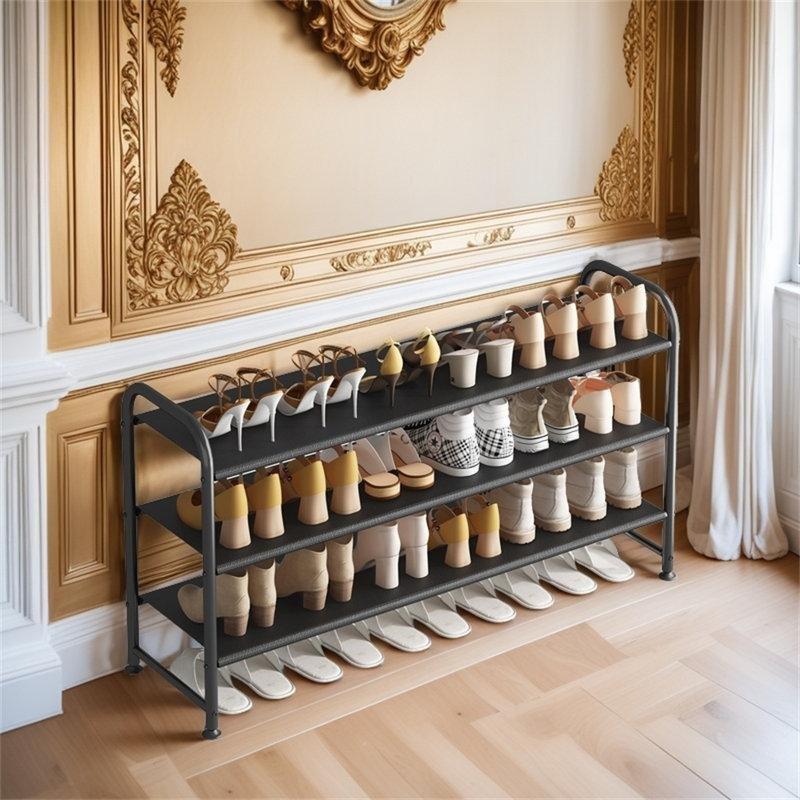Siyah Metal 18 Çift Kapasiteli Geniş Ferforje Ayakkabılık - 109x29x62 cm - 121105
