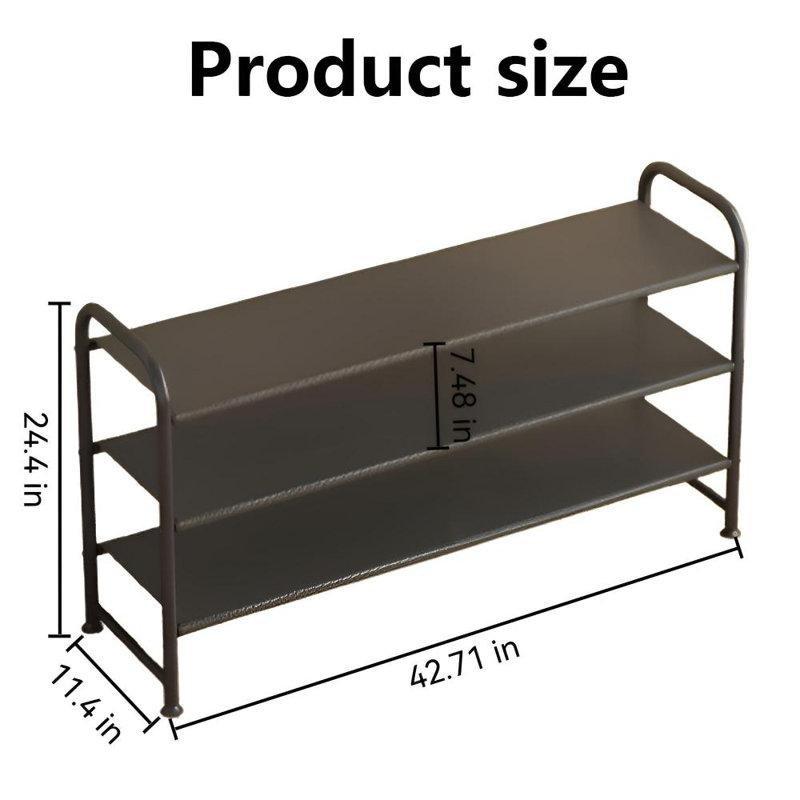 Siyah Metal 18 Çift Kapasiteli Geniş Ferforje Ayakkabılık - 109x29x62 cm - 121105