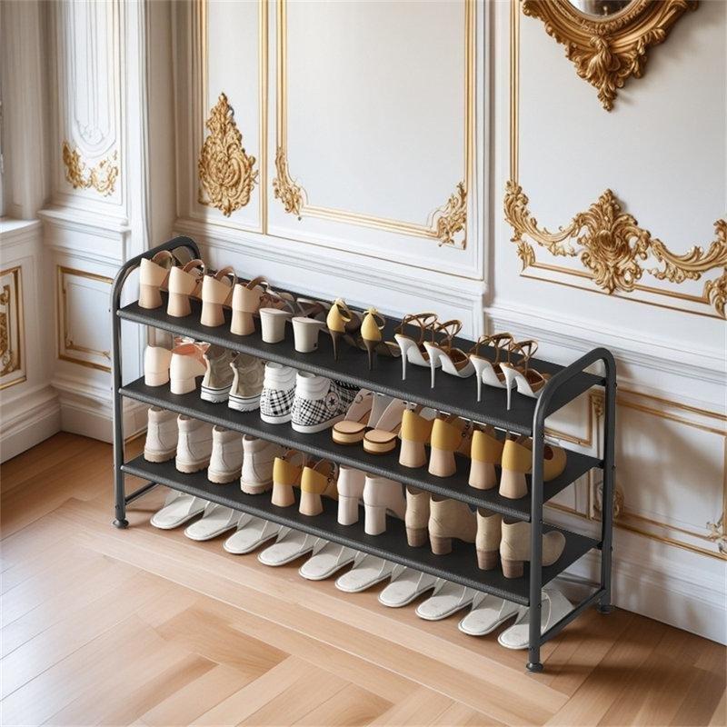 Siyah Metal 18 Çift Kapasiteli Geniş Ferforje Ayakkabılık - 109x29x62 cm - 121105