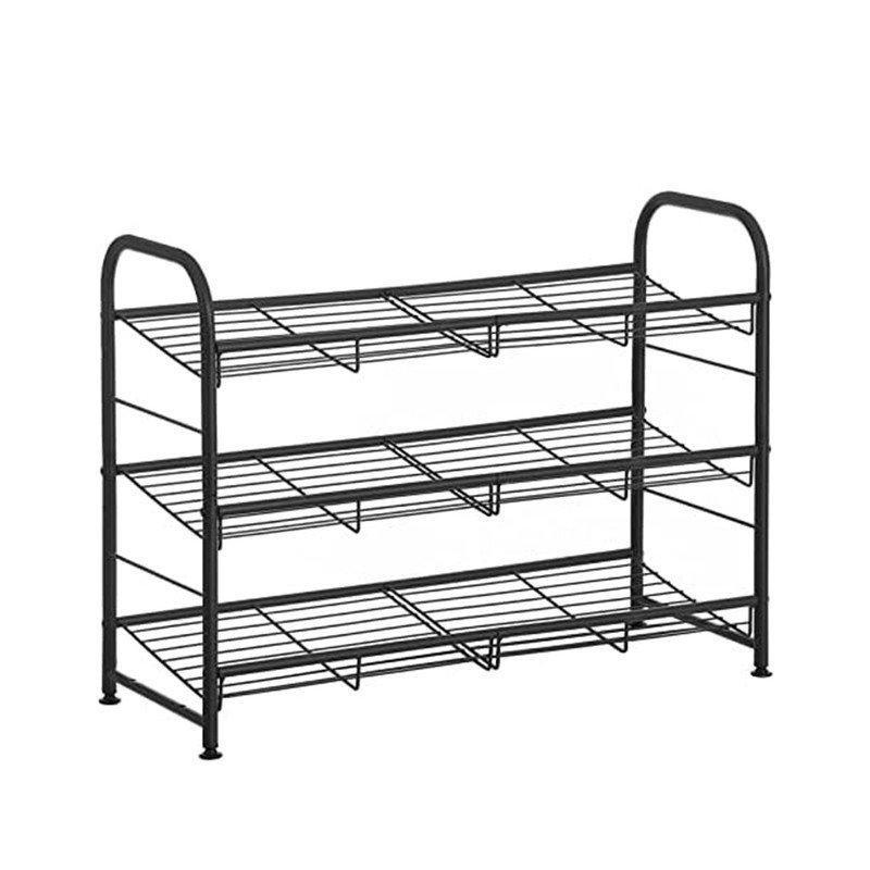 Siyah Metal 3 Katlı Portatif Ferforje Ayakkabılık - 69x28x50 cm - 121171