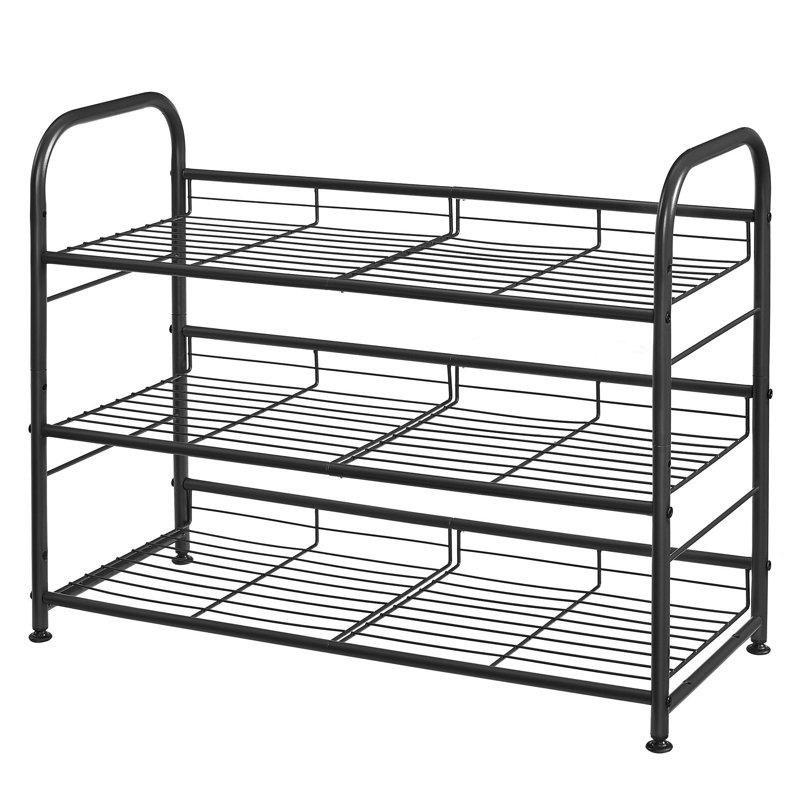 Siyah Metal 3 Katlı Portatif Ferforje Ayakkabılık - 69x28x50 cm - 121171