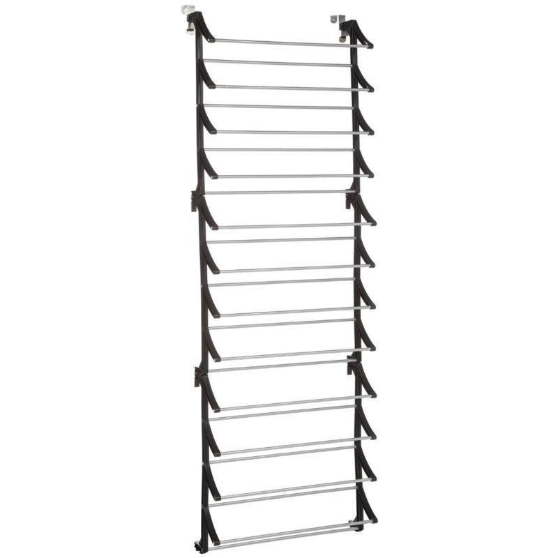 Siyah Metal 36 Çift Kapasiteli Kapı Arkası Askılı Ayakkabılık - 61x181 cm - 119905