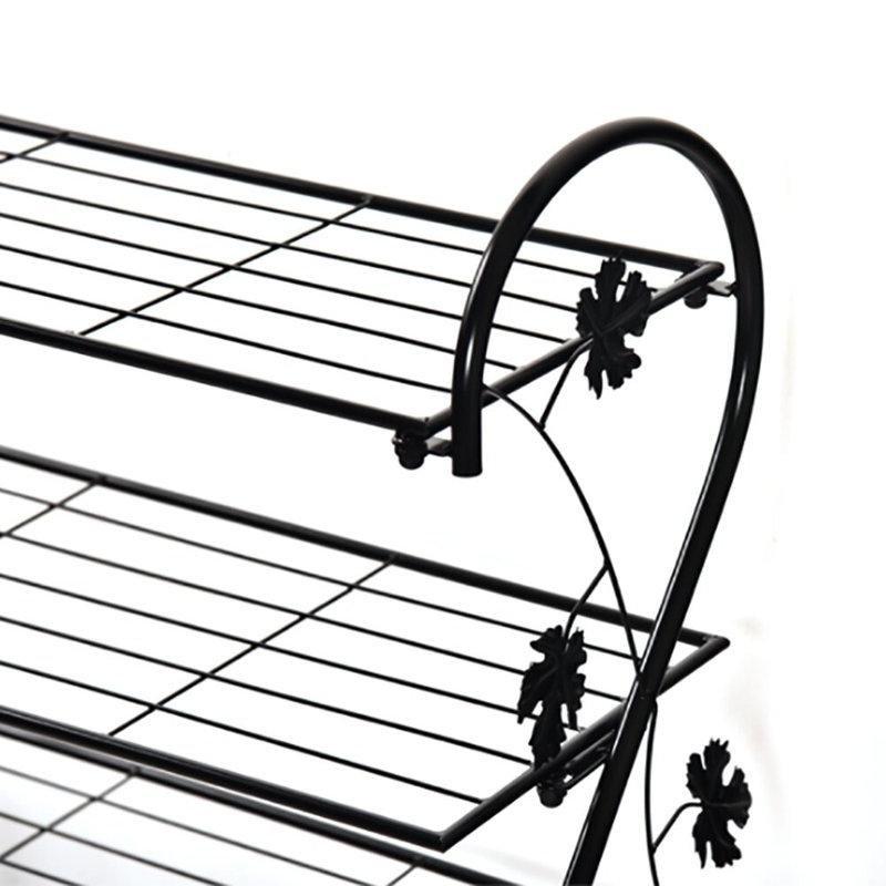 Siyah Metal 4 Katlı İstiflenebilir Ferforje Ayakkabılık - 60x30x70 cm - 121201