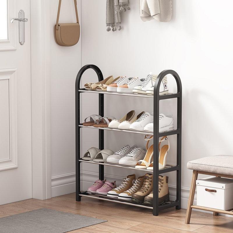 Siyah Metal 4 Raflı Portatif Ferforje Ayakkabılık - 49x19x65 cm - 121138