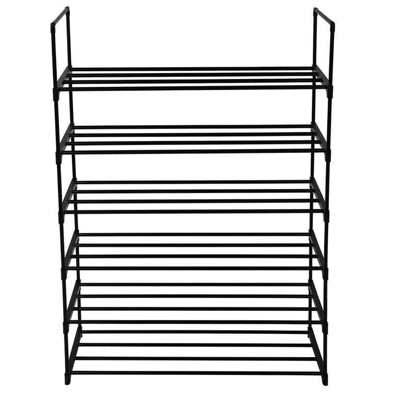 Siyah Metal 6 Katlı 30 Çift Kapasiteli Ferforje Ayakkabılık - 92x30x113 cm - 121180